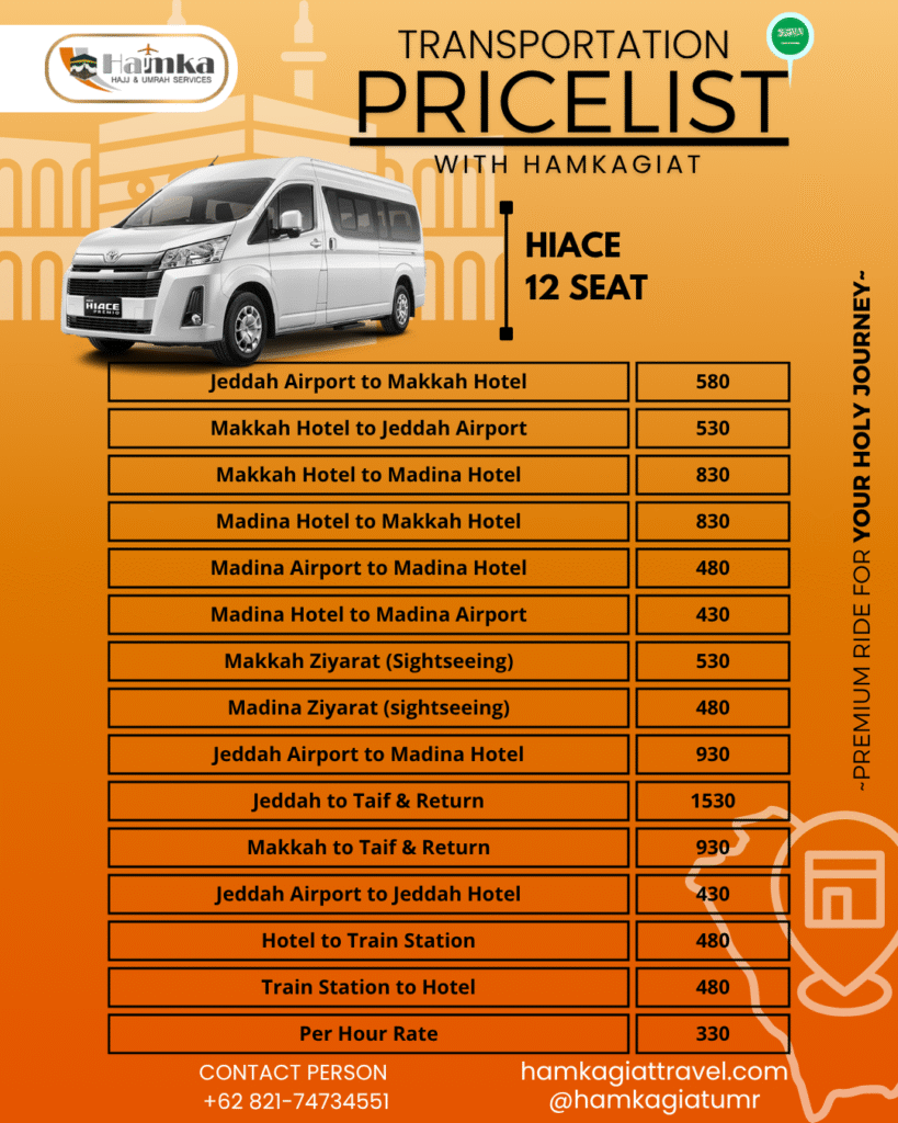 selebaran harga transportasi makkah madinah dari pt hamkagiat